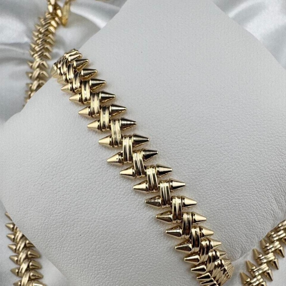 XP  Gold Plated  Necklace and Bracelet Set with Lobster Closure Rock style - Picture 3 of 6